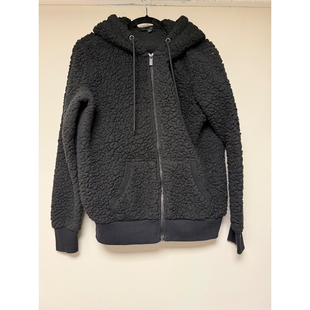 Marc New York Andrew Marc Black Sherpa Full Zip Hooded Jacket‎ Mens Large